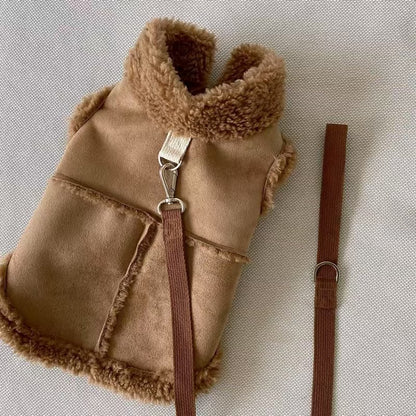 Nubuk kendinden tasmalı  tasarım köpek yeleği