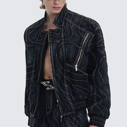 Onyx Denim Bomber Jacket