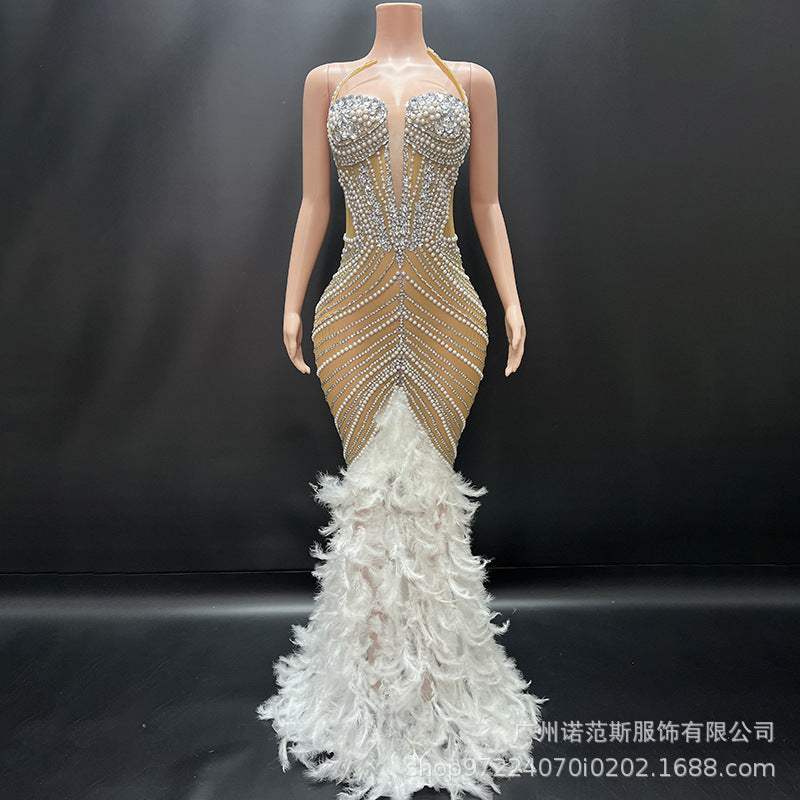 Bella Donna Taşlı Transparan Elbise