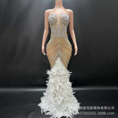 Bella Donna Taşlı Transparan Elbise