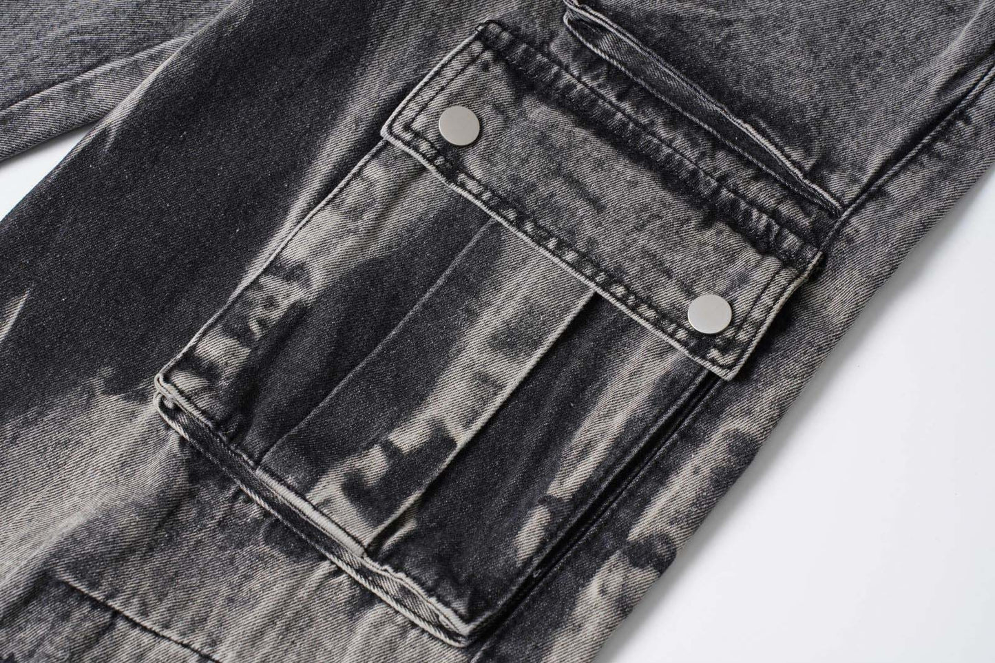 Luzz Retro Batik Cepli Denim Kargo Pantolon