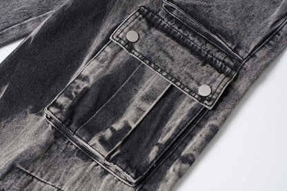 Luzz Retro Batik Cepli Denim Kargo Pantolon