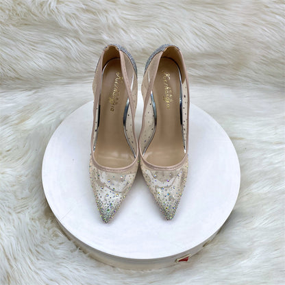 Scarlet Sin Parıltılı File Detay Topuklu Ayakkabı