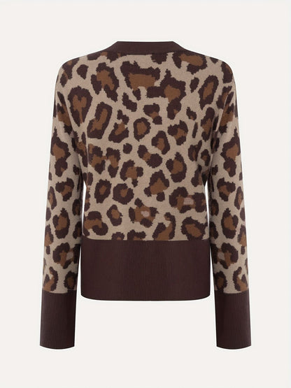 leopar desenli örme hırka