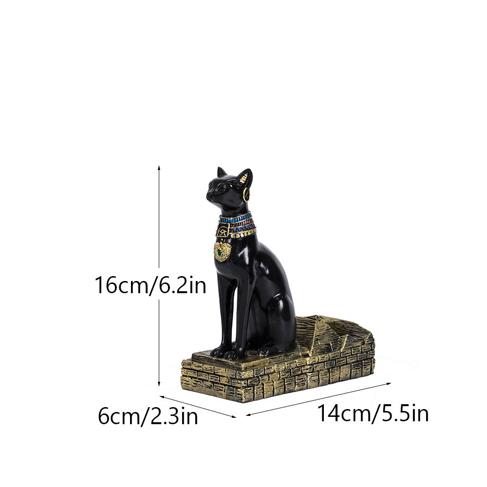 lüks reçine şarap rafı eğimli Mısır Anubis köpek tanrı kedi tanrı süsleri şarap dolabı dekorasyonları 3 lü set