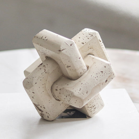 Wabi-sabi tarzı soyut geometrik halka tokası taklit traverten kaba sanat süsleri