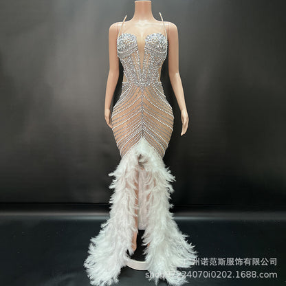 Bella Donna Taşlı Transparan Elbise