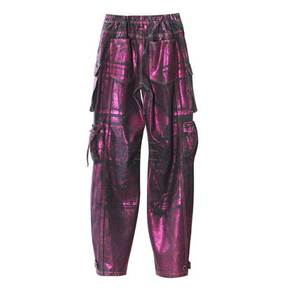 Jade Patal Mor Metalik Kargo Pantolon
