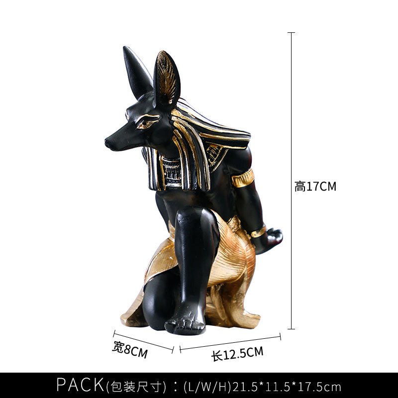 lüks reçine şarap rafı eğimli Mısır Anubis köpek tanrı kedi tanrı süsleri şarap dolabı dekorasyonları 3 lü set