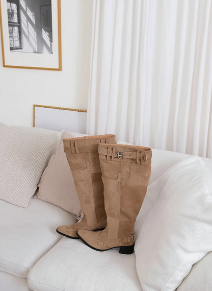 Luzz Kalın Topuklu Western Kovboy Çizme