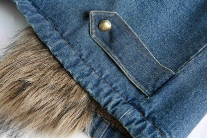 Luzz Retro Kürk Detaylı Denim Ceket