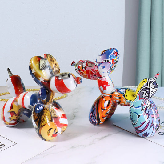 grafiti balon köpek süsleri ev yumuşak mobilyalar oturma odası veranda TV dolabı dekorasyonları