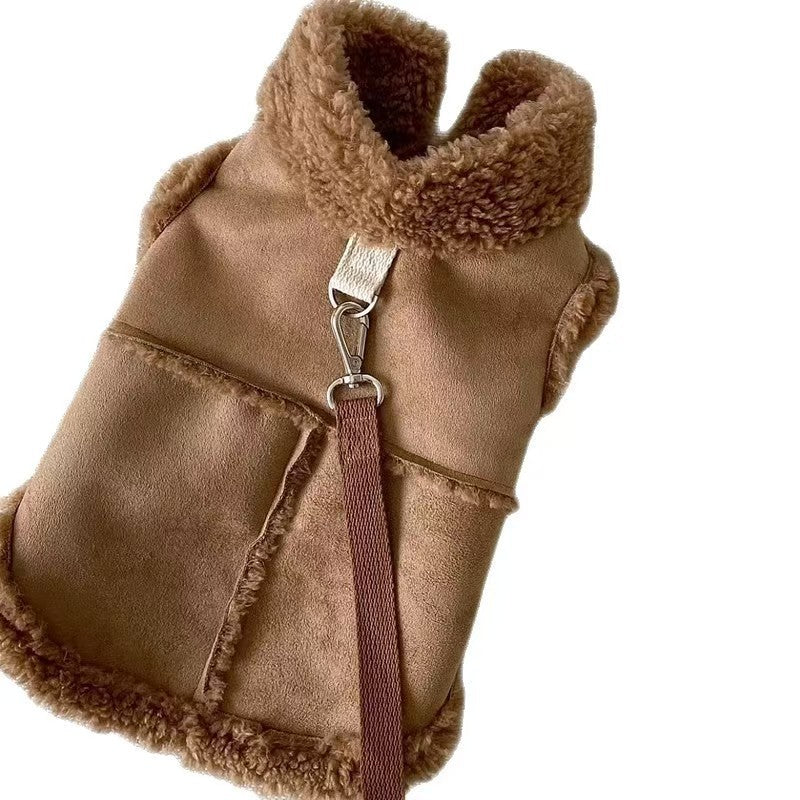 Nubuk kendinden tasmalı  tasarım köpek yeleği