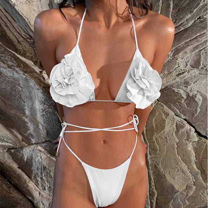 3D Flowers Thong Bikini