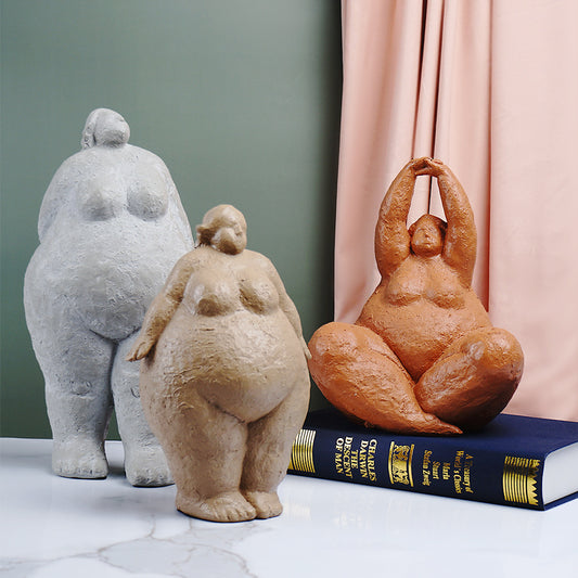 şişman kadın yoga süsleri hafif lüks stil model oda yoga stüdyosu reçine sanat figürü dekorasyonu