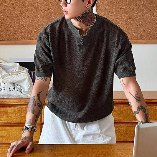 Henry Neck Kısa Kollu T-Shirt