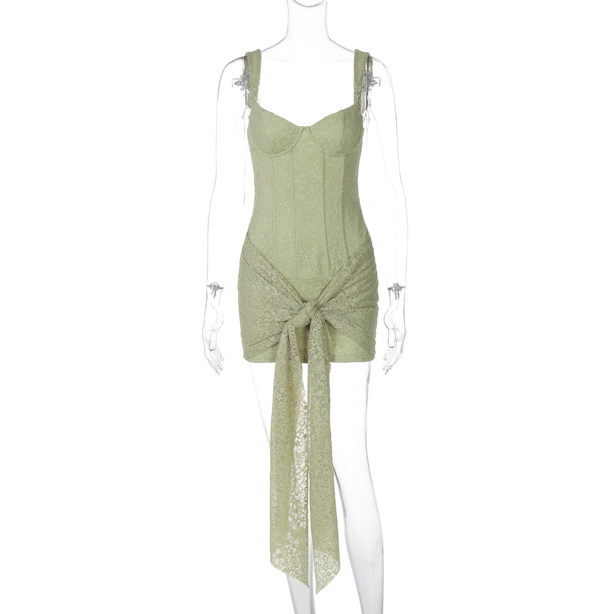 Fille De Fer Dantel Mini Elbise