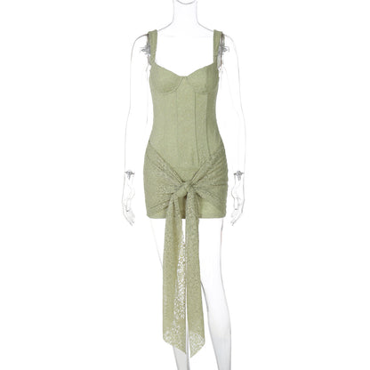 Fille De Fer Dantel Mini Elbise