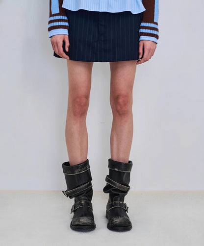 Luzz Kemer Tokalı Eskitme Kalın Topuk Çizme