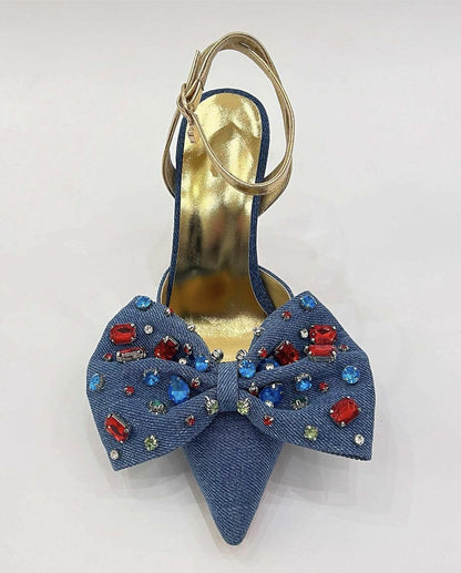 Dynasty Blue Denim Detay Topuklu Ayakkabı