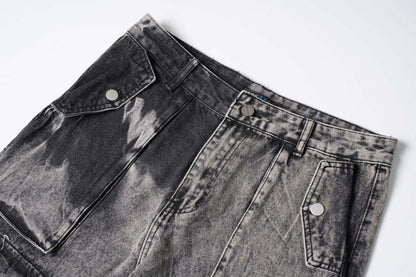 Luzz Retro Batik Cepli Denim Kargo Pantolon