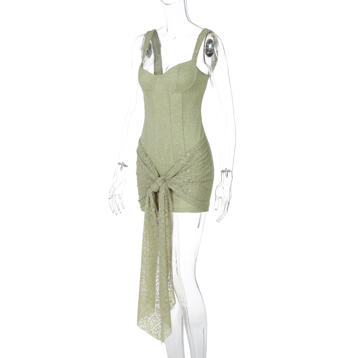 Fille De Fer Dantel Mini Elbise