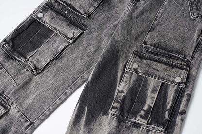 Luzz Retro Batik Cepli Denim Kargo Pantolon