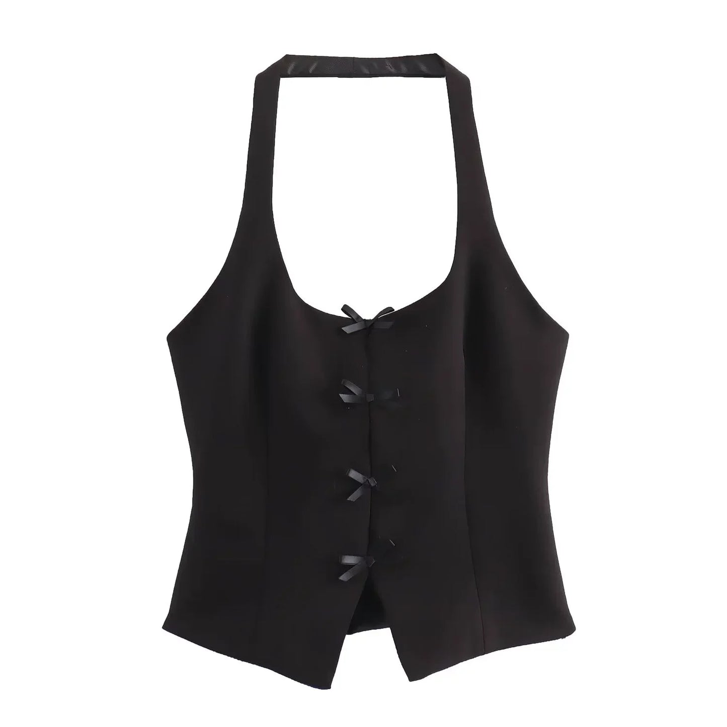 Chaya Fiyonk Süslemeli Halter Crop Bluz