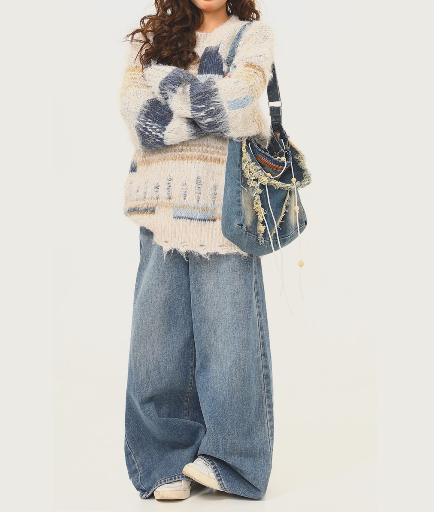 Angrboda Renk Bloklu Kazak