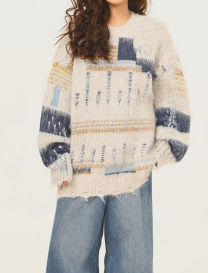 Angrboda Renk Bloklu Kazak