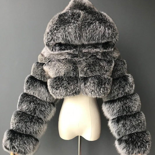 Fox Fur Kapşonlu Kürk