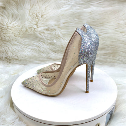 Scarlet Sin Parıltılı File Detay Topuklu Ayakkabı