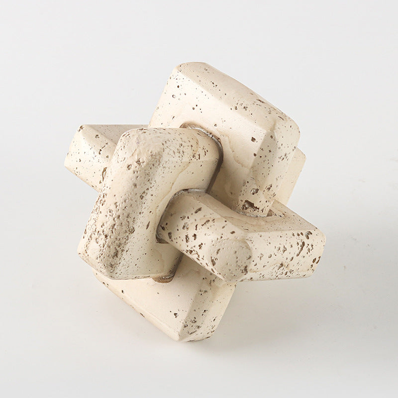 Wabi-sabi tarzı soyut geometrik halka tokası taklit traverten kaba sanat süsleri