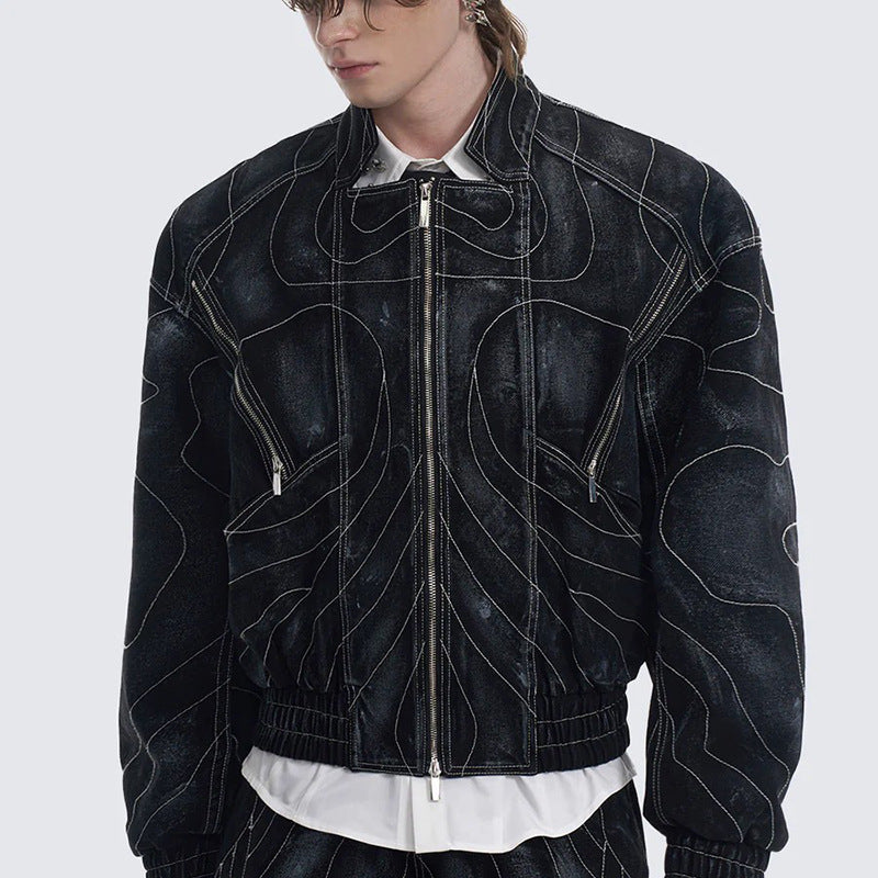 Onyx Denim Bomber Jacket