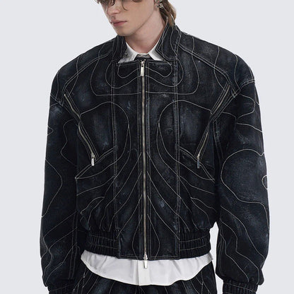 Onyx Denim Bomber Jacket