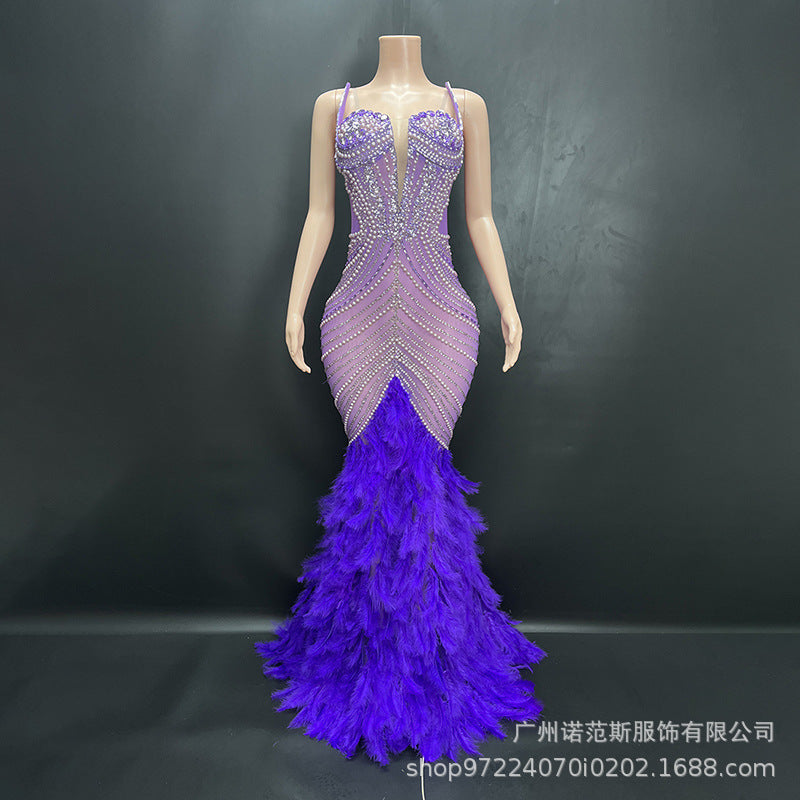 Bella Donna Taşlı Transparan Elbise