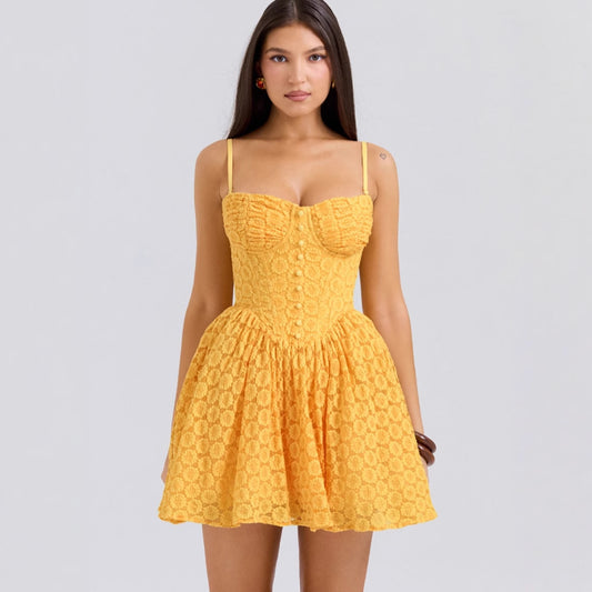 Angela Lace Corset Mini Elbise