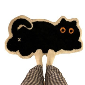 Kaşmir küçük siyah kedi ayak paspası