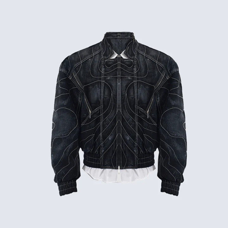 Onyx Denim Bomber Jacket