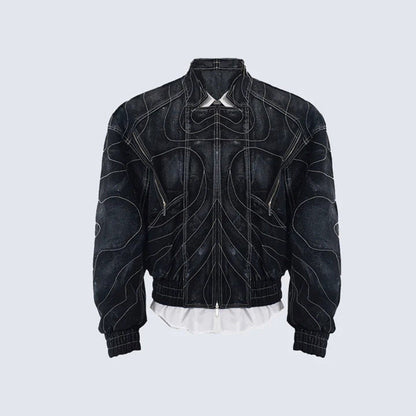Onyx Denim Bomber Jacket