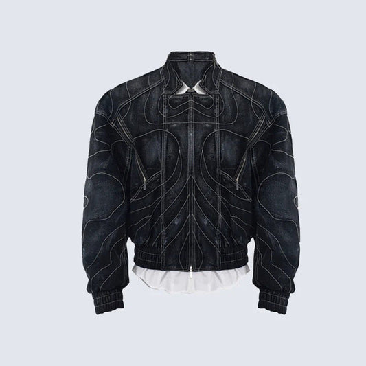 Onyx Denim Bomber Jacket