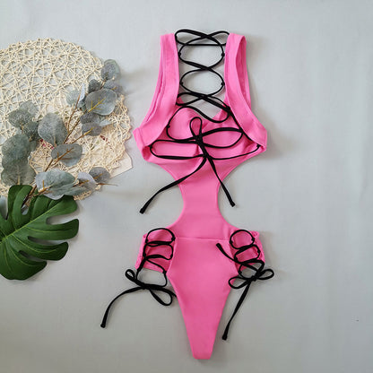 Solar Kiss Sırt Çapraz Bağcıklı Tek Parça Bikini