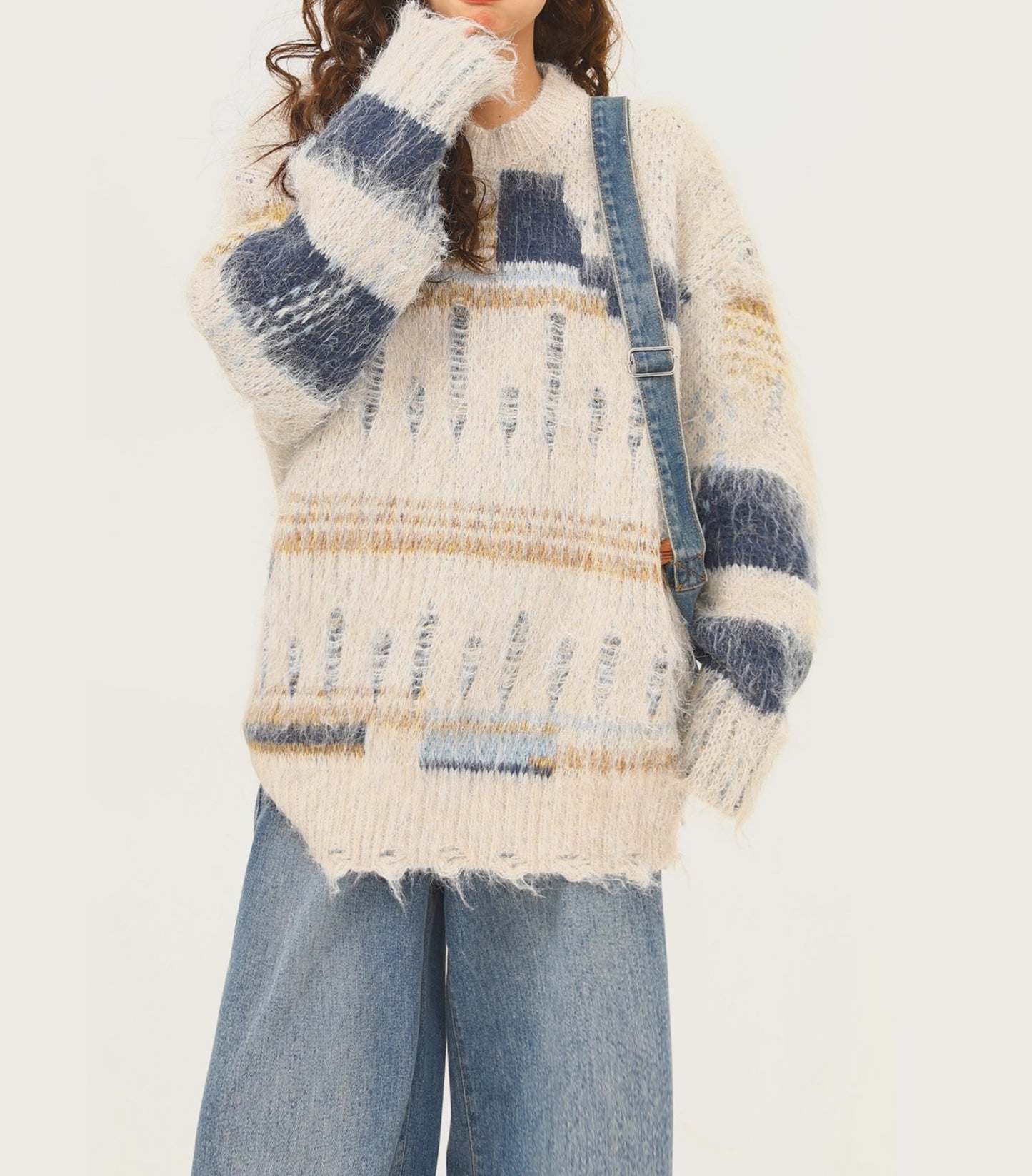 Angrboda Renk Bloklu Kazak