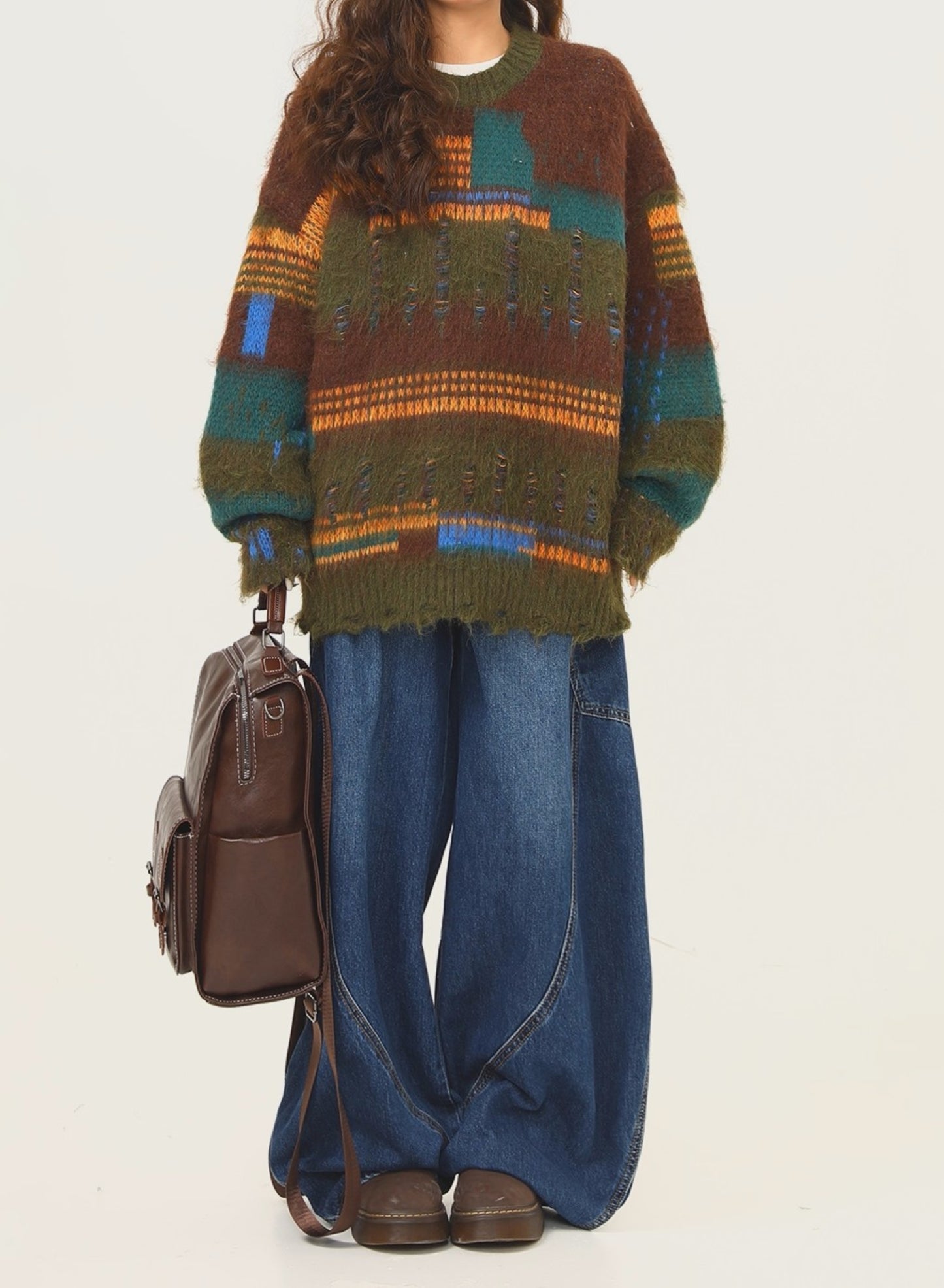 Angrboda Renk Bloklu Kazak