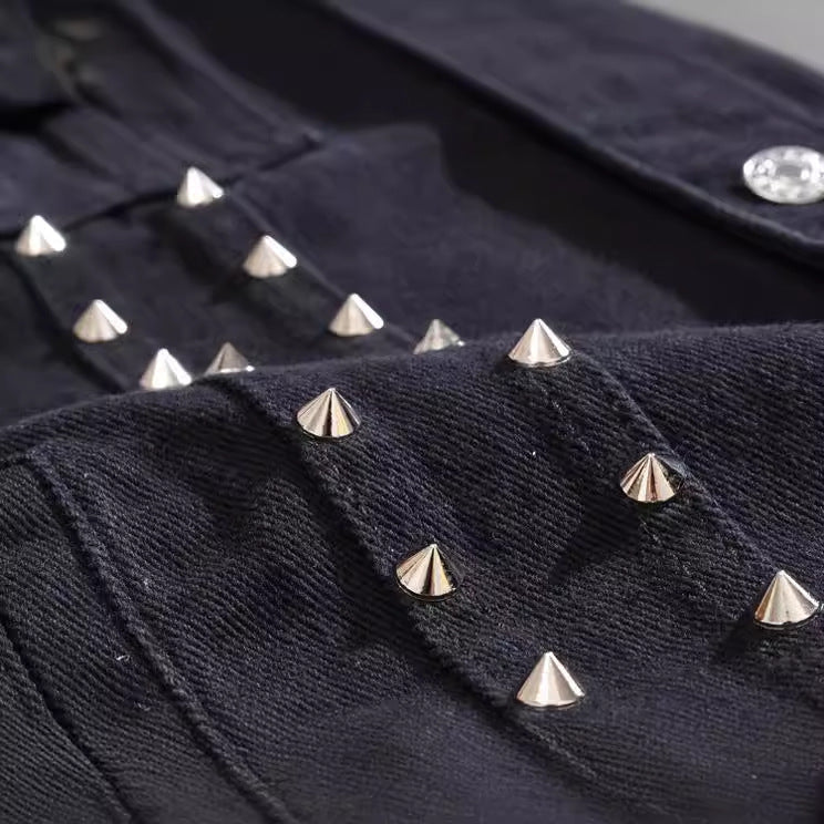 Edgy Studs Denim Vest