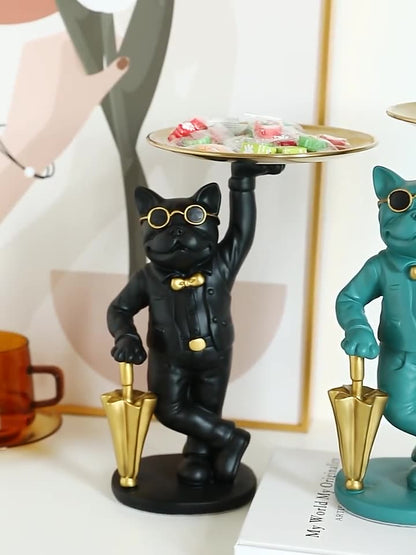 İskandinav tarzı yaratıcı Fransız kova tepsi giriş süsleri anahtar meyve kırtasiye depolama tepsisi sevimli bulldog 2 li set