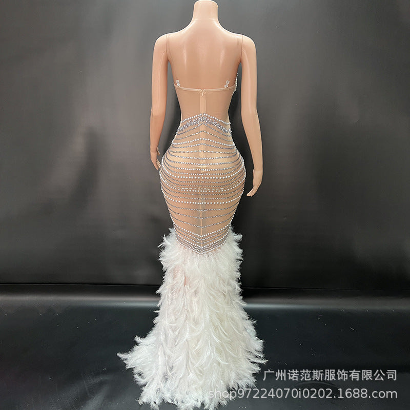 Bella Donna Taşlı Transparan Elbise