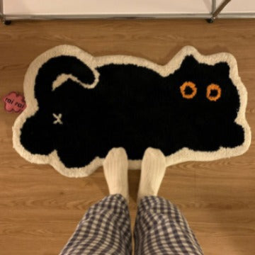 Kaşmir küçük siyah kedi ayak paspası