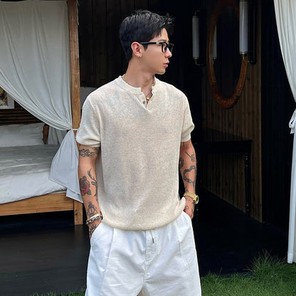 Henry Neck Kısa Kollu T-Shirt