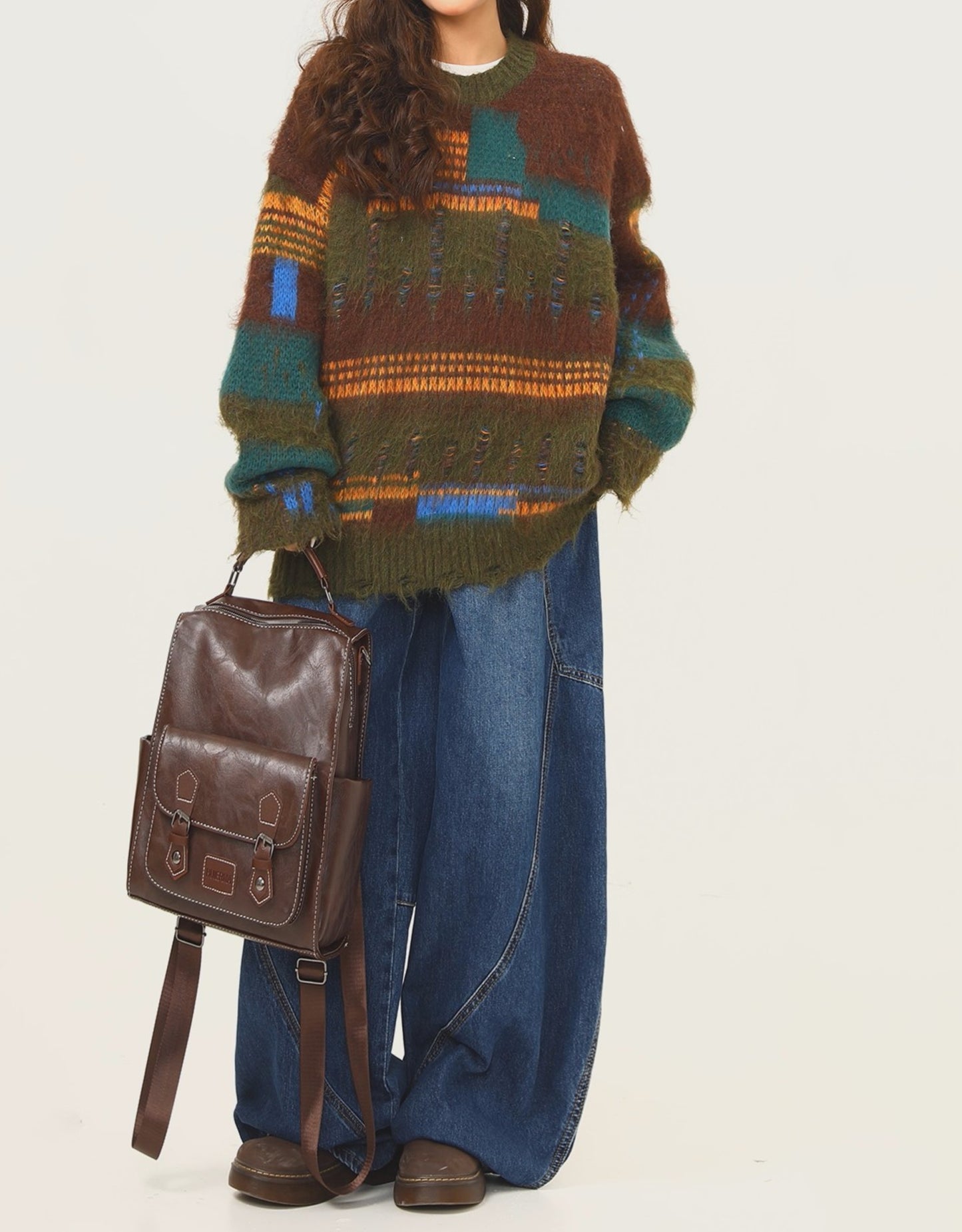 Angrboda Renk Bloklu Kazak